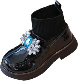 Girls hinestone Mary Jane Boot Jewelry Decoration rystal Sock Shoes Wedding Pary Soft Leather Dress Shoes