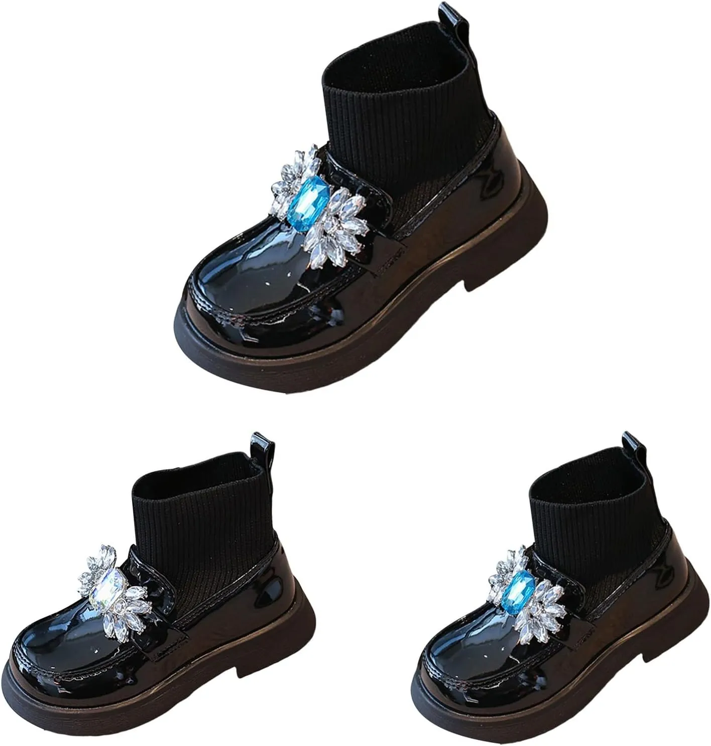 Girls hinestone Mary Jane Boot Jewelry Decoration rystal Sock Shoes Wedding Pary Soft Leather Dress Shoes