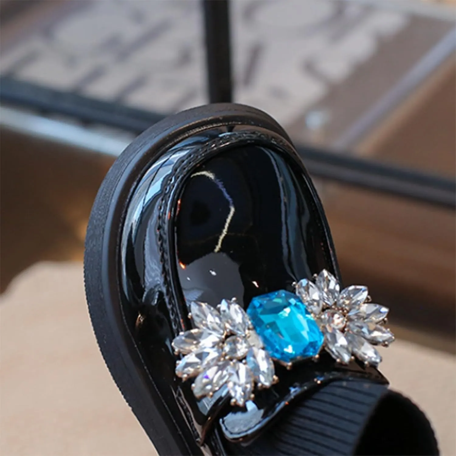 Girls hinestone Mary Jane Boot Jewelry Decoration rystal Sock Shoes Wedding Pary Soft Leather Dress Shoes