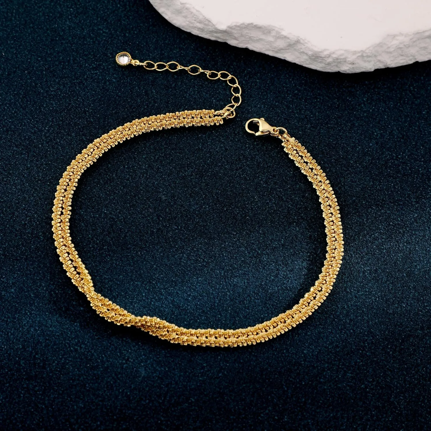 Gold Ankle Bracelets for Women,14K Real Gold Plated Waterproof Anklets Set Layered Anklets for Women Dainty Trendy Jewelry Gift Non Tarnish