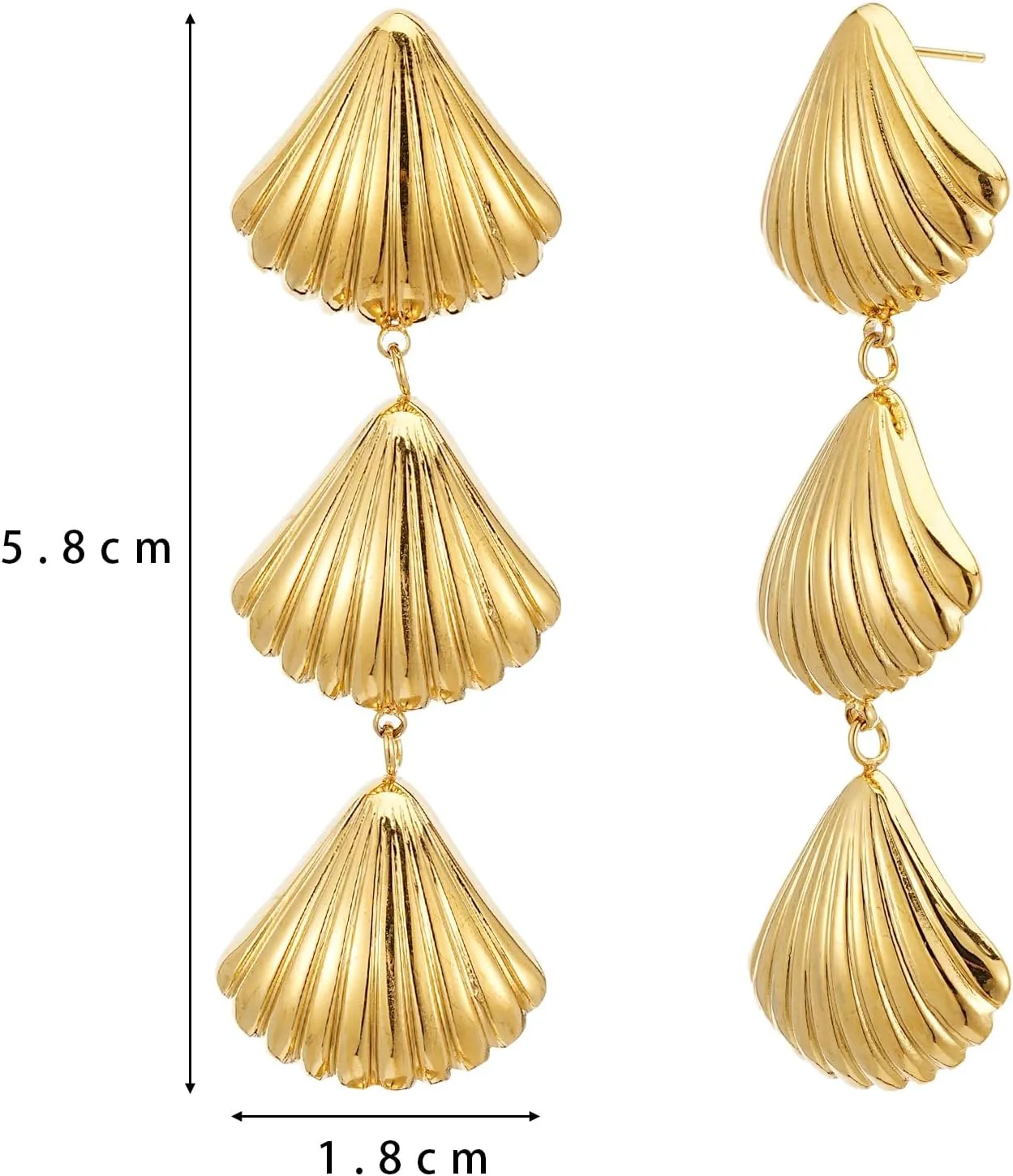 Gold Seashell Earrings for Women, 18K Gold Plated Starfish Sea Shell Stud Earring Trendy Summer Ocean Beachy Earrings Dangle Drop Jewelry Gift