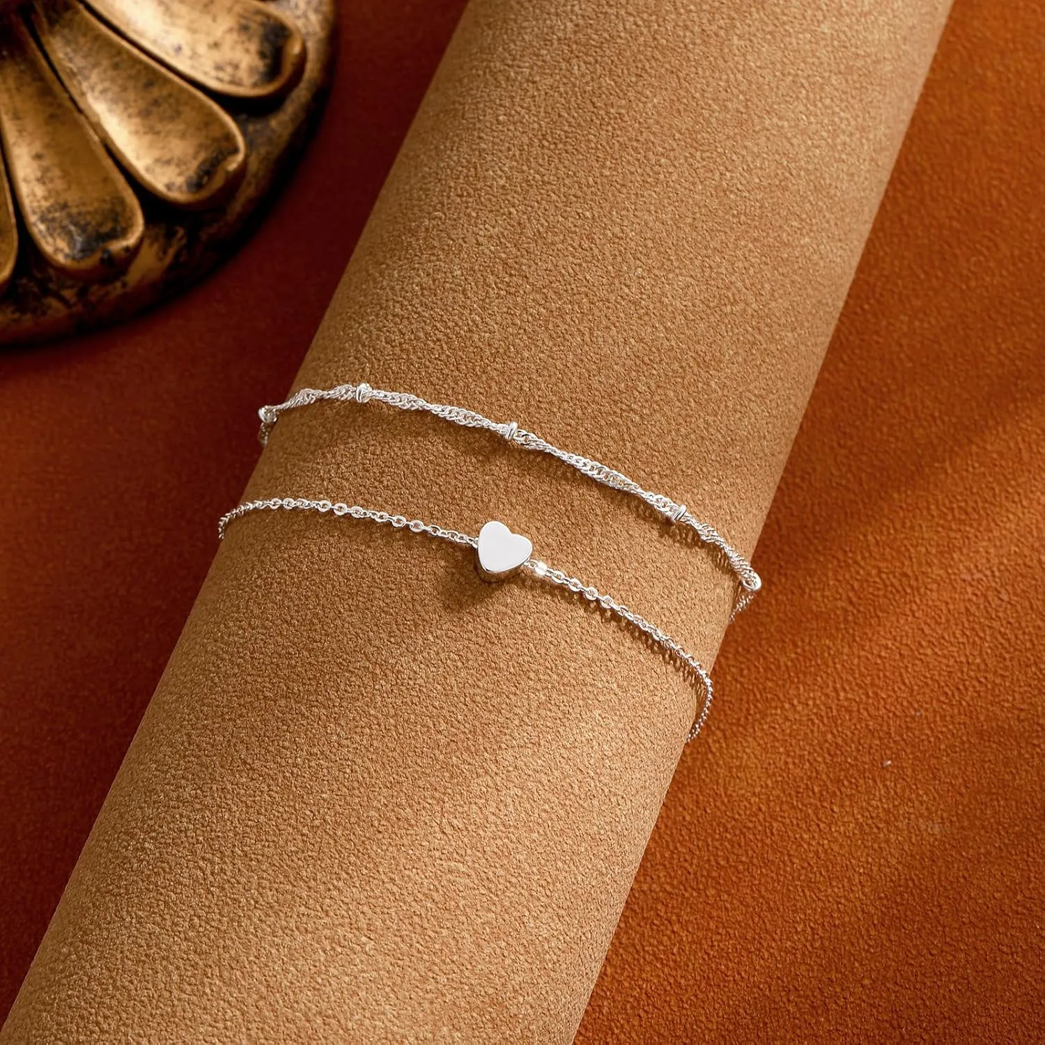 Gold/Silver Anklets for Women Ankle Bracelets for Women Waterproof Beach Layered Anklet Bracelets for Women Cuban Link Anklets Set Dainty Cute Heart Butterfly Anklets Non Tarnish Jewelry Gift