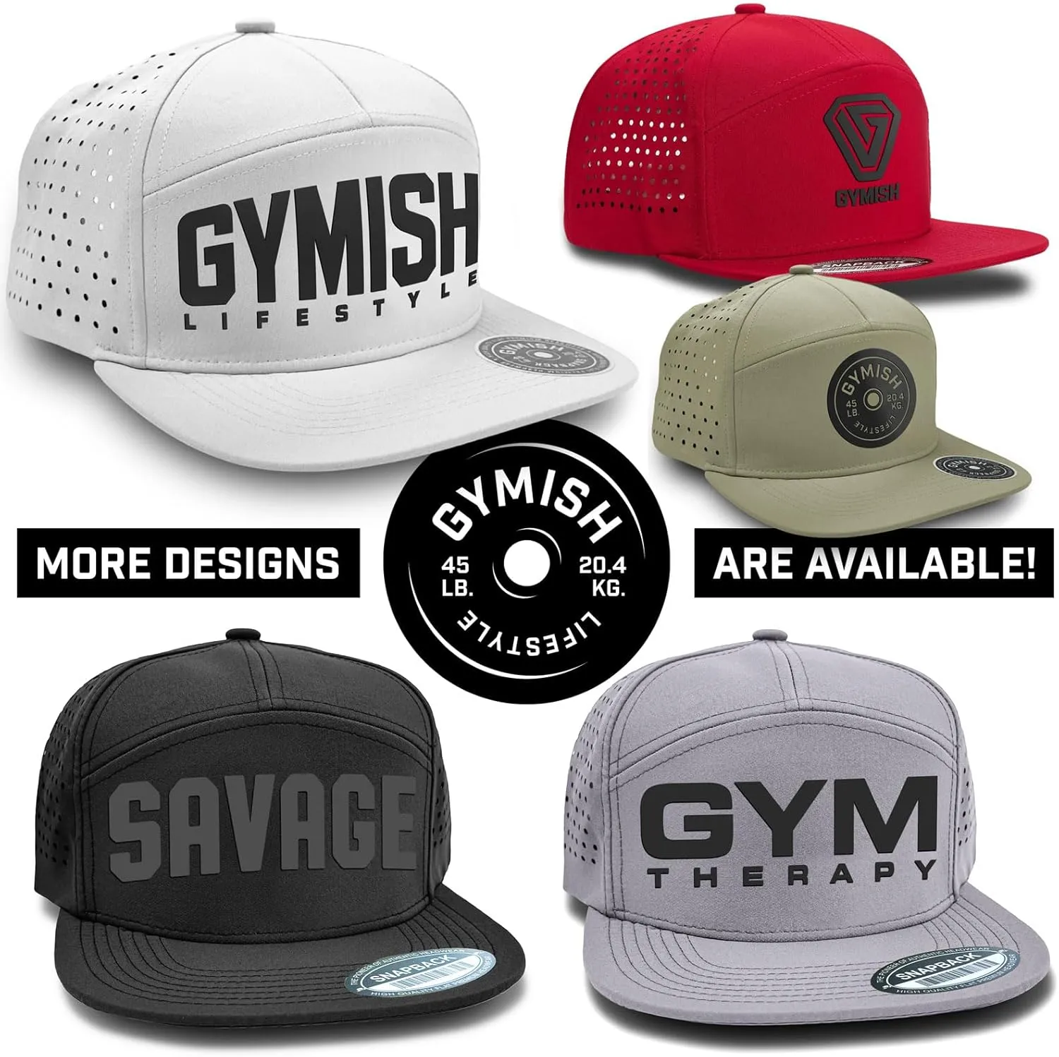 Gym Weight Plate Workout Hat for Men Classic 7 Panel Laser Vented Snapback Hat Mens Gifts