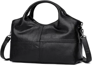Handbag for Women PU Leather Top-Handle Satchel Ladies Shoulder Bag Stitching Tote Purse Crossbody Bag(Wine)