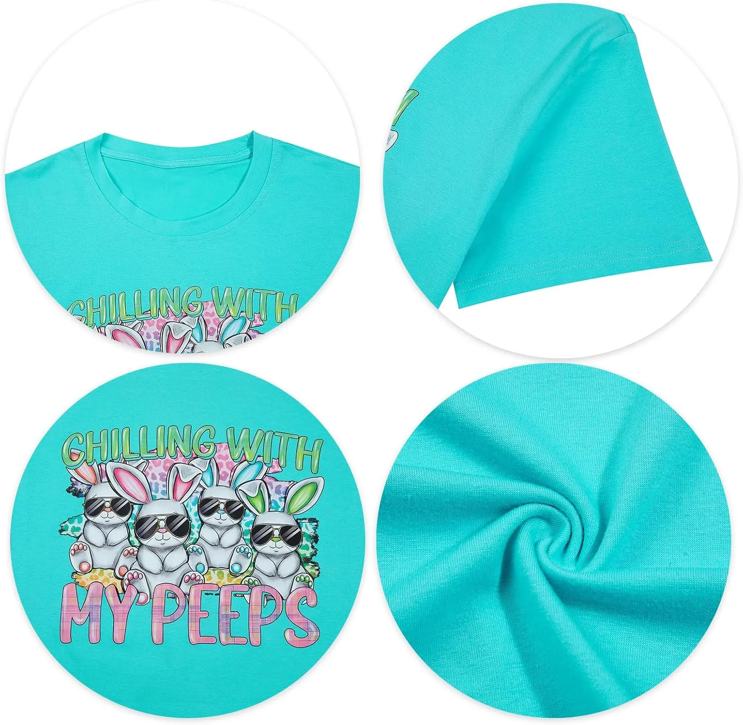 Happy Easter Shirt Women Bunny Shirts : Chillin with My Peeps Tshirt Cute Rabbit Graphic T-Shirt Easter Gift Tee Tops