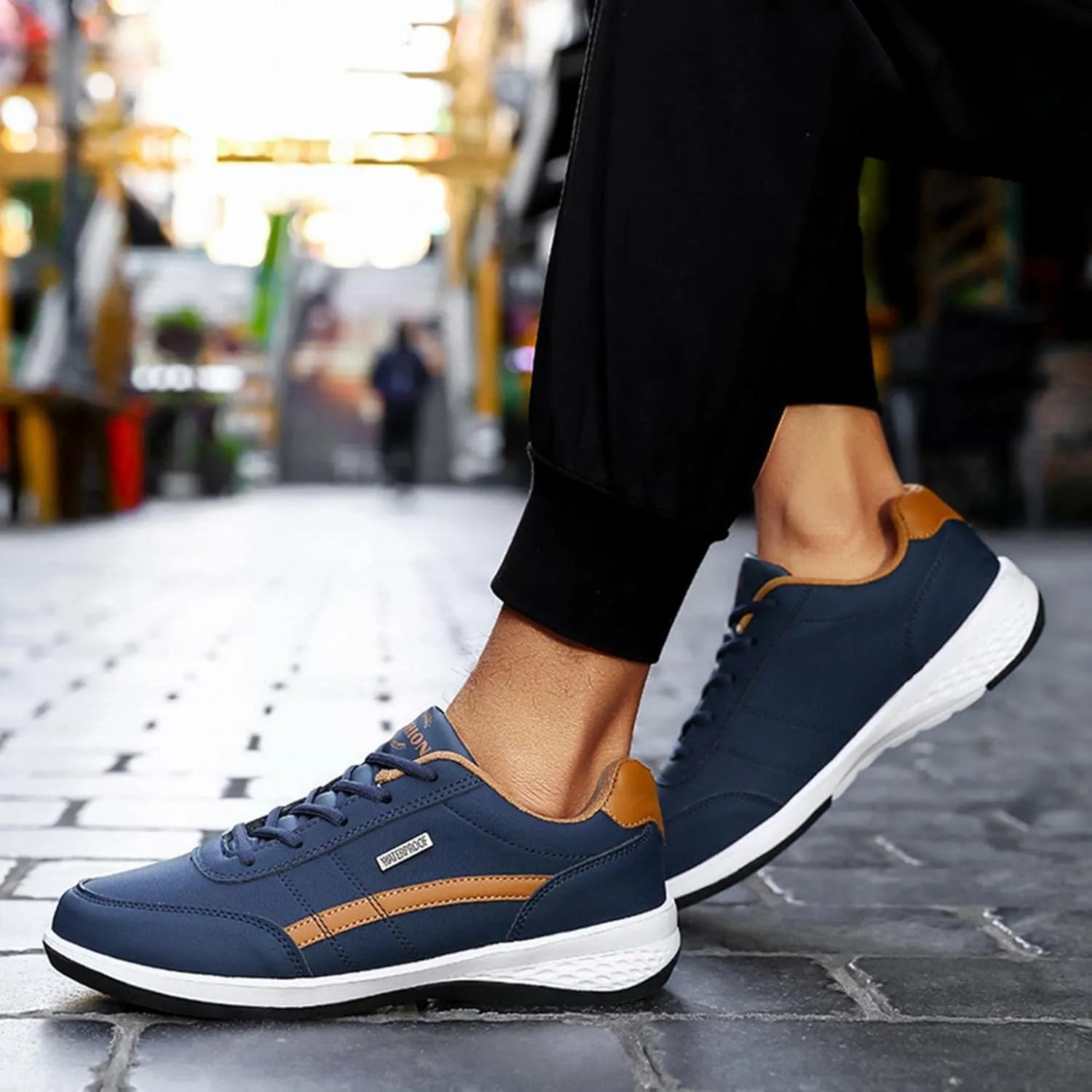 Hbeylia Mens Lightweight Walking Shoes Comfortable Lace Up Athletic Cushioned Sports Sneakers for Tennis, Gym, Running, Hiking,Casual Workout