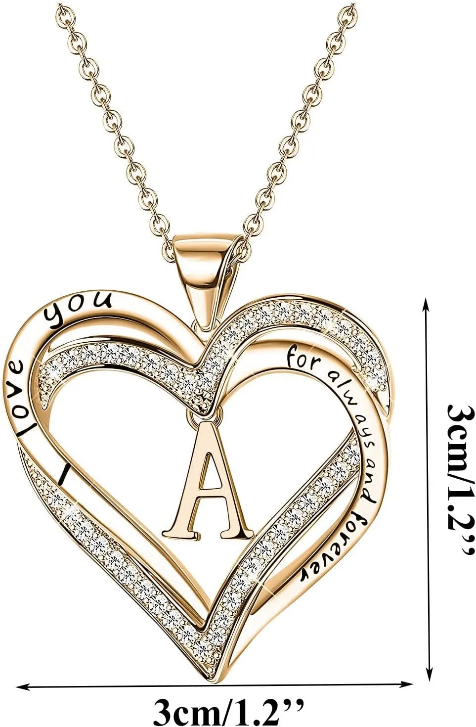 Heart Initial Necklaces for Women,Gold Plated CZ Initial Letter Pendant Chain Anniversary Birthday Gifts for Wife Mother Her