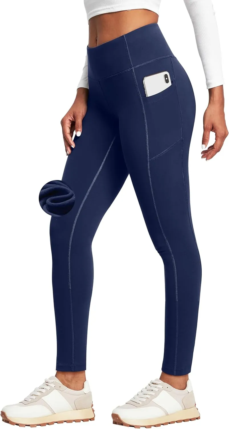 Heathyoga Fleece Lined Leggings with Pockets for Women Thermal Leggings Warm Leggings Women Winter High Waisted Yoga Pants