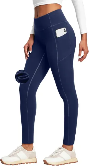 Heathyoga Fleece Lined Leggings with Pockets for Women Thermal Leggings Warm Leggings Women Winter High Waisted Yoga Pants