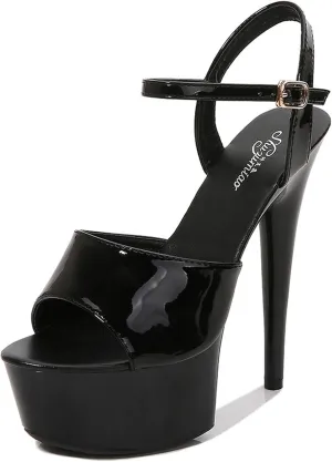 High Heels for Women Crystal Stilettos Heeled Sandals Open Toe Strappy Sexy High Heels Ankle Strap Buckle Heels