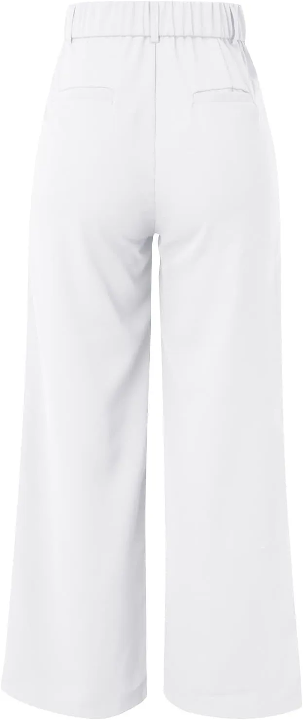 High Waist Wide Leg Pants for Women Fashion Dressy Business Palazzo Pant Casual Elastic Work Trousers with Pockets