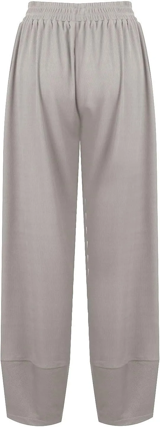 High Waisted Pants for Women Fashion Baggy Wide Leg Pant Stretch Elastic Wasited Casual Harem Pants with Pockets