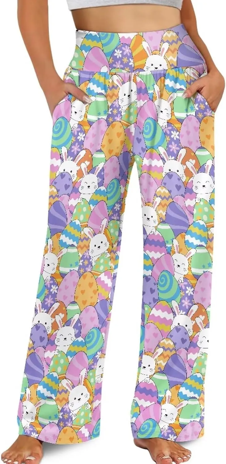 High Waisted Wide Leg Pants for Women Plus Size Yoga Pants with Pockets Stretch Loose Lounge Sweatpants