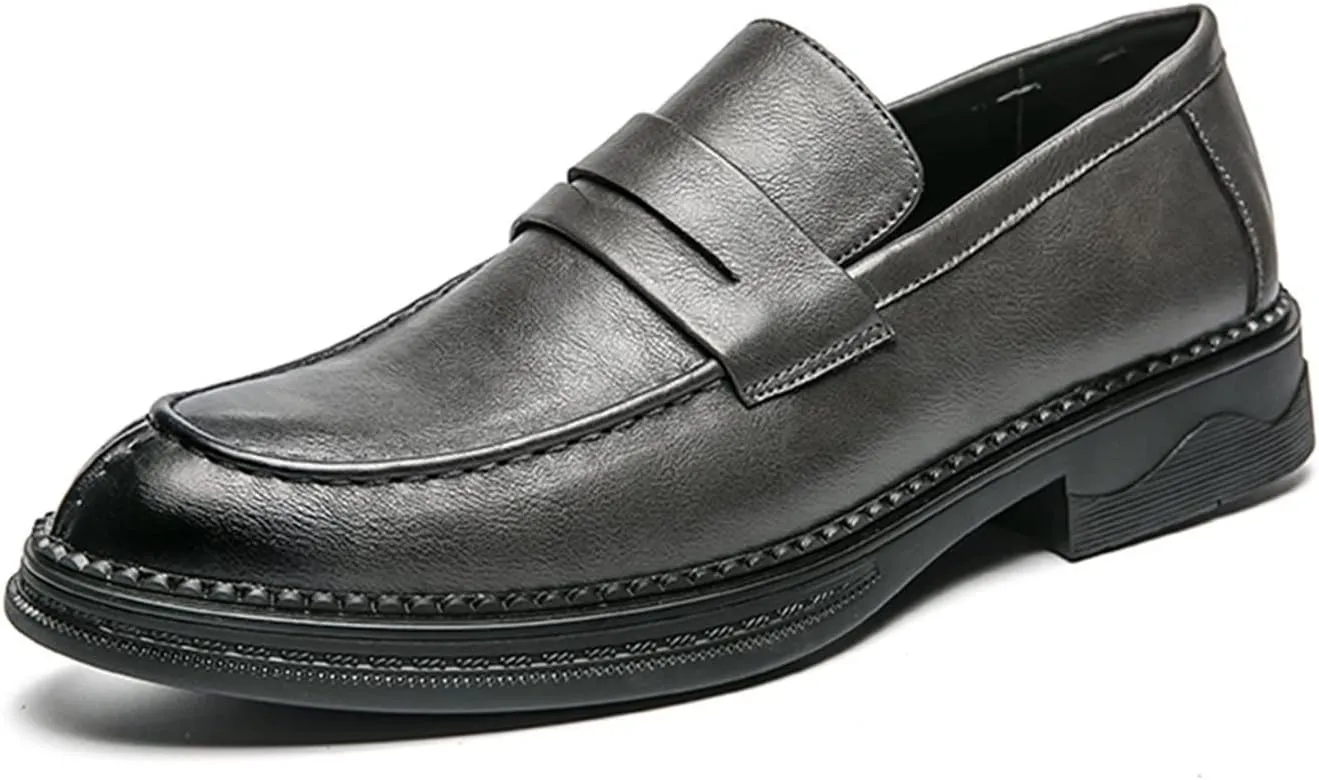 HOOENG Loafer Shoes Driving Moccasins for Men Simple Slip On Penny Loafers Vegan Leather Anti-Slip Flat Heel Flexible Outdoor Slip On