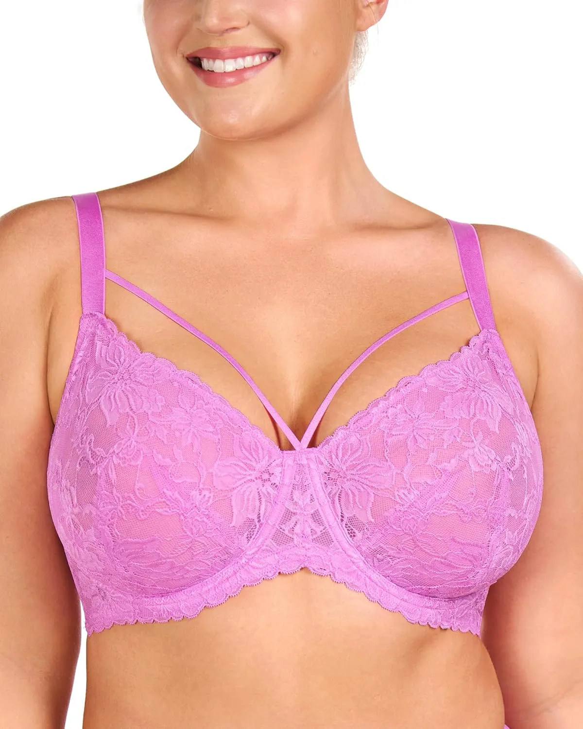 HSIA Minimizer Bras for Women Full Coverage, Unlined Lace Sexy Plus Size Underwire Bra for Large Breasts
