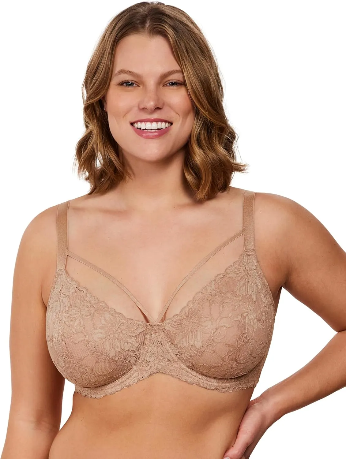 HSIA Minimizer Bras for Women Full Coverage, Unlined Lace Sexy Plus Size Underwire Bra for Large Breasts