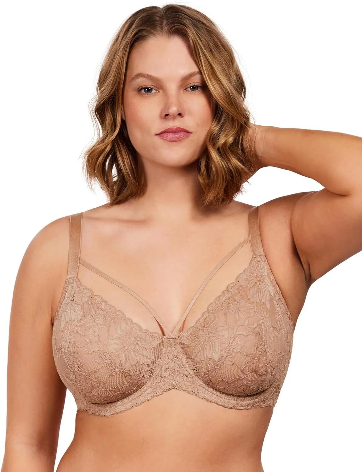 HSIA Minimizer Bras for Women Full Coverage, Unlined Lace Sexy Plus Size Underwire Bra for Large Breasts