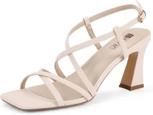 IDIFU IN3 Strappy Heels for Women Low Block Chunky Square Open Toe Kitten Heels Slingback Ankle Strap Dressy Wedding Bride Daily Party Comfortable Sexy Dress Shoes