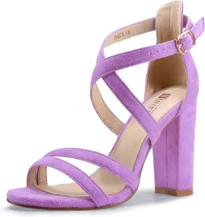 IDIFU Women's Chunky High Heel Sandal Strappy Open Toe Ankle Strap Dress Shoes for Women Bridesmaid Ladies in Wedding Bridal Evening Homecoming Prom