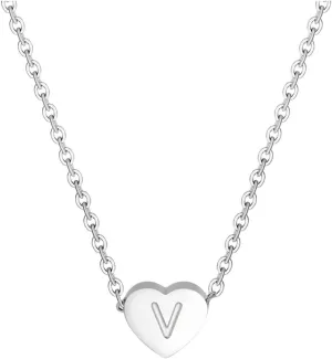iLH Layered Necklaces For Women Women's Alphabet Letter Pendant Necklace Heart Initial Necklaces Tiny Dainty Silver Heart Necklace Jewelry Gift