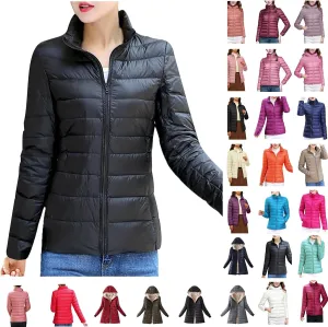 JEGULV Puffer Jacket Womens 2025 Winter Warm Lightweight Down Coats Lightweight Slim Fit Zip Up Jacket Short Duck Down Coats