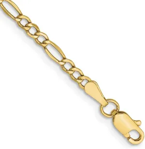 JewelryWeb 10k Yellow Gold 2.5mm Semi solid Figaro Chain Anklet-Anklet for Women and Men