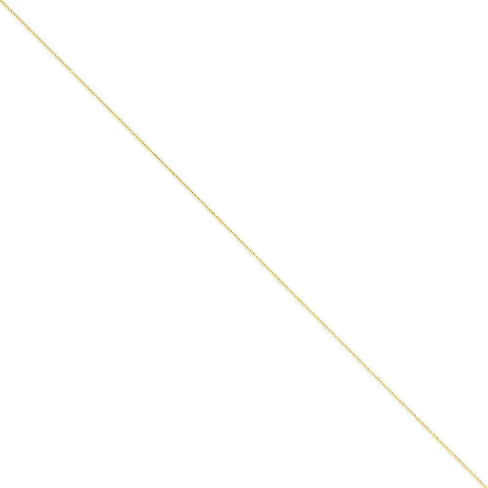 JewelryWeb 14k Gold .75mm Cable Pendant Necklace Chain Anklet-Anklet for Women and Men