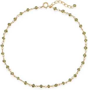 JewelryWeb 14k Gold Plated 925 Sterling Silver Peridot Anklet Chain 1.5mm X 2.5mm The Gives-Anklet for Women and Men