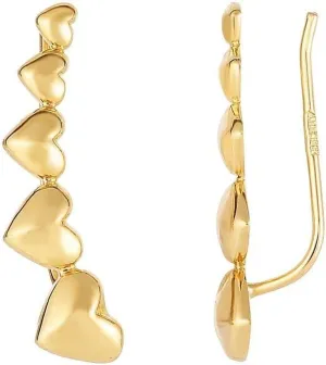 JewelryWeb 14k Yellow Gold 23x6mm Shiny Graduated Love Heart Series Earrings Climber Fancy Anklet-Anklet for Women