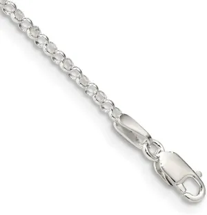 JewelryWeb 925 Sterling Silver Polished 2mm Rolo Chain Ankle Bracelet Lobster Claw Anklet for Women and Men