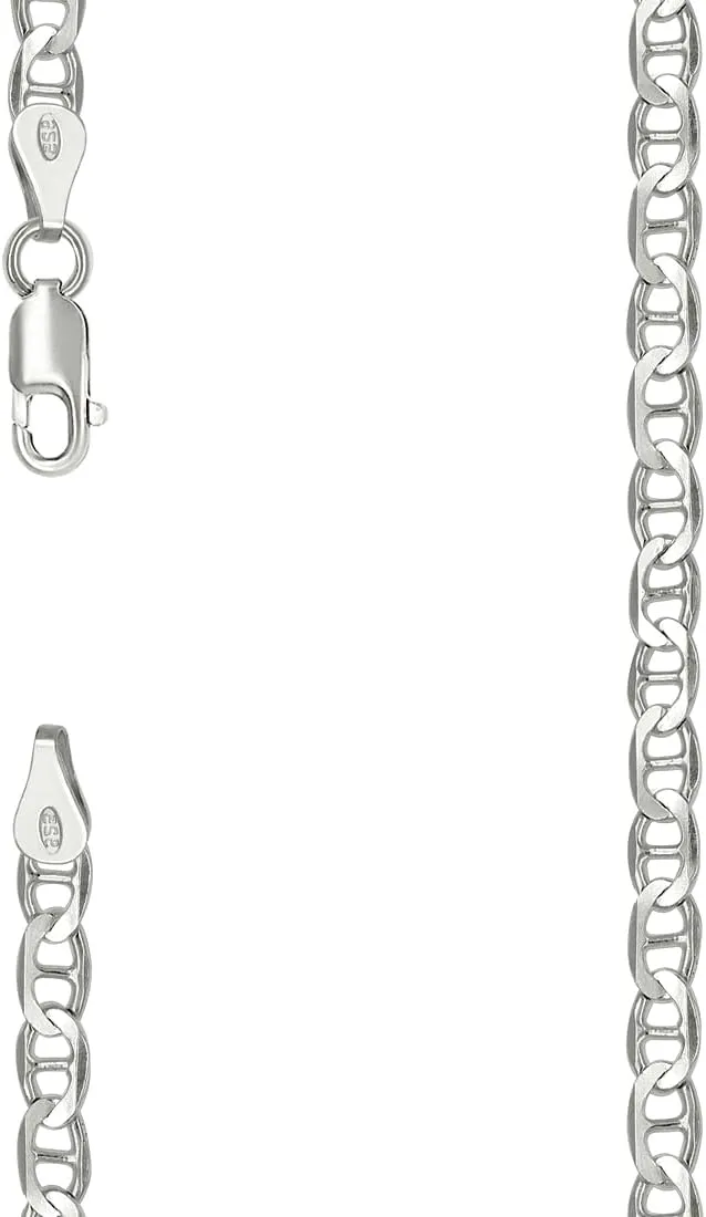 JewelryWeb 925 Sterling Silver Solid Classic Mariner Chain-Silver 4mm Anklet 9 Inch-Anklet for Women and Men