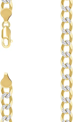 JewelryWeb 925 Sterling Silver Solid Super Flat Comfort Curb Chain Two tone 7.4mm Anklet 9 Inch-Anklet for Women and Men