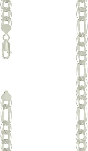 JewelryWeb 925 Sterling Silver Super Flat Figaro Chain-Silver Plated 8.9mm Anklet-Anklet for Women and Men