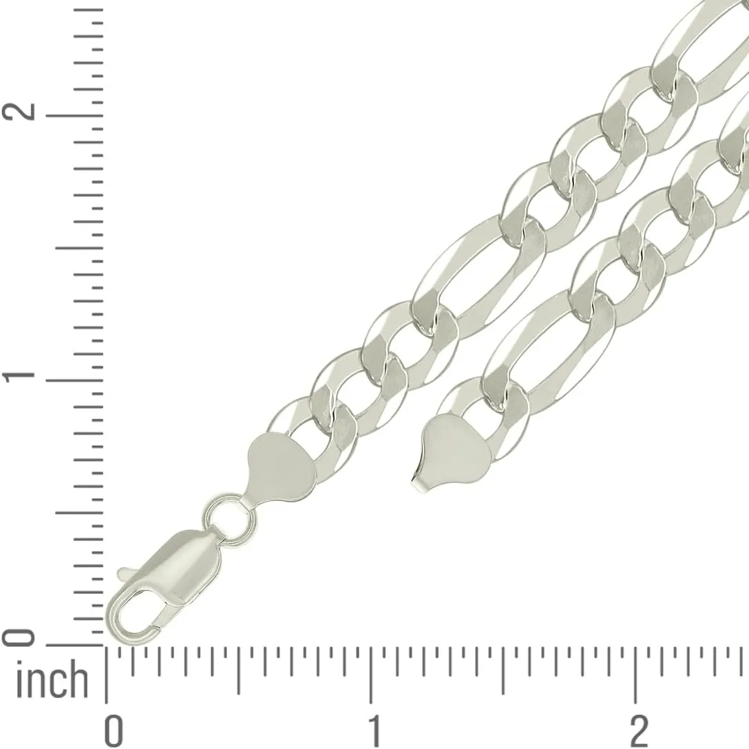 JewelryWeb 925 Sterling Silver Super Flat Figaro Chain-Silver Plated 8.9mm Anklet-Anklet for Women and Men