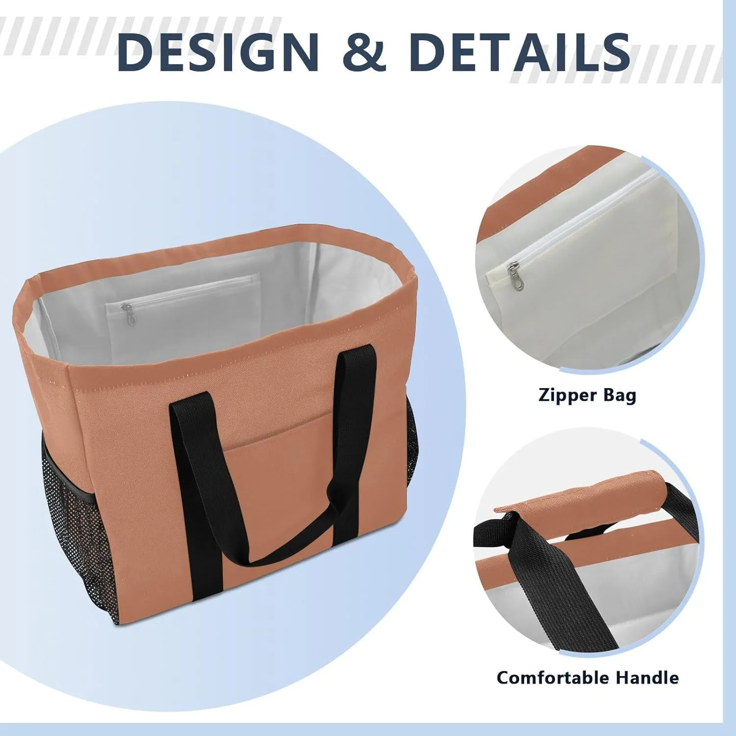 JUNZAN Teal Large Utility Tote Bag Collapsable Beach Bag Waterproof Reusable Grocery Bags with Handles Laundry Tote Bag