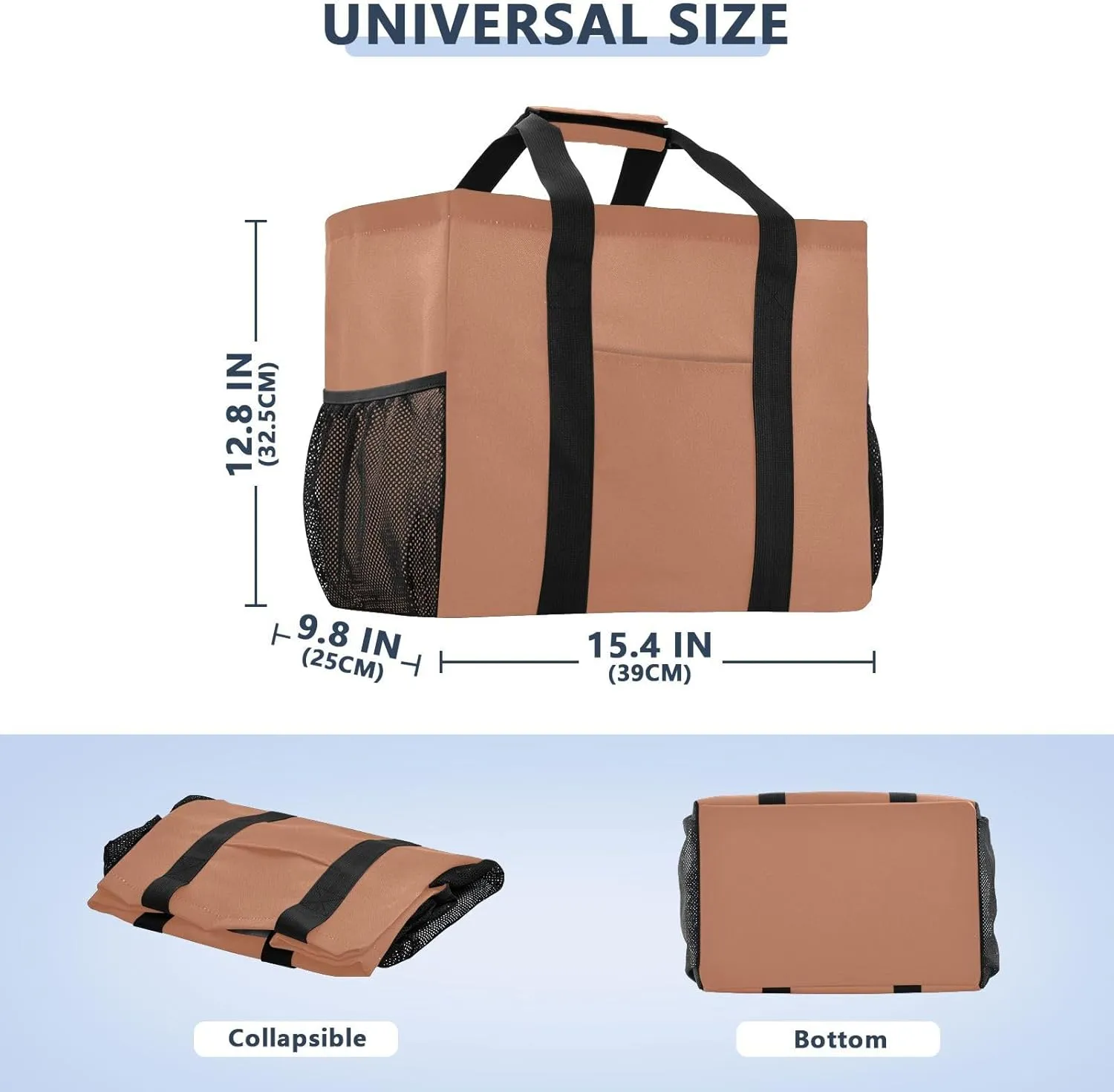 JUNZAN Teal Large Utility Tote Bag Collapsable Beach Bag Waterproof Reusable Grocery Bags with Handles Laundry Tote Bag