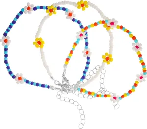 KESYOO Chic Summer Anklet Collection Handmade Beaded Daisy Anklets for Beach Parties Vacation Fashion