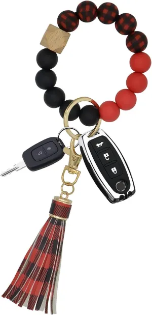 Key Chains Women for Car Key Ring Bracelet,Keychain Wristlet,Silicone Beaded Bangle Chains