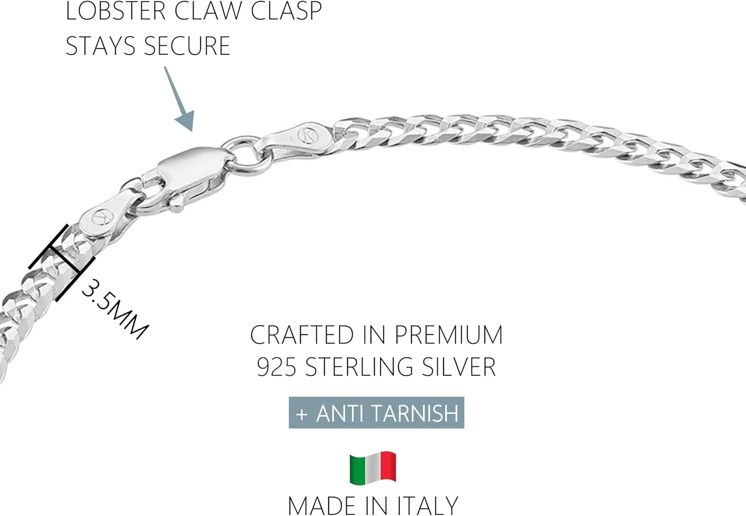 KISPER Solid 925 Sterling Silver Ankle Bracelets for Women, Waterproof Tarnish Resistant Anklets, Curb/Rope/Figaro/Mariner Chain, 9, 10, 11 Inch