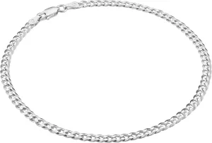 KISPER Solid 925 Sterling Silver Ankle Bracelets for Women, Waterproof Tarnish Resistant Anklets, Curb/Rope/Figaro/Mariner Chain, 9, 10, 11 Inch