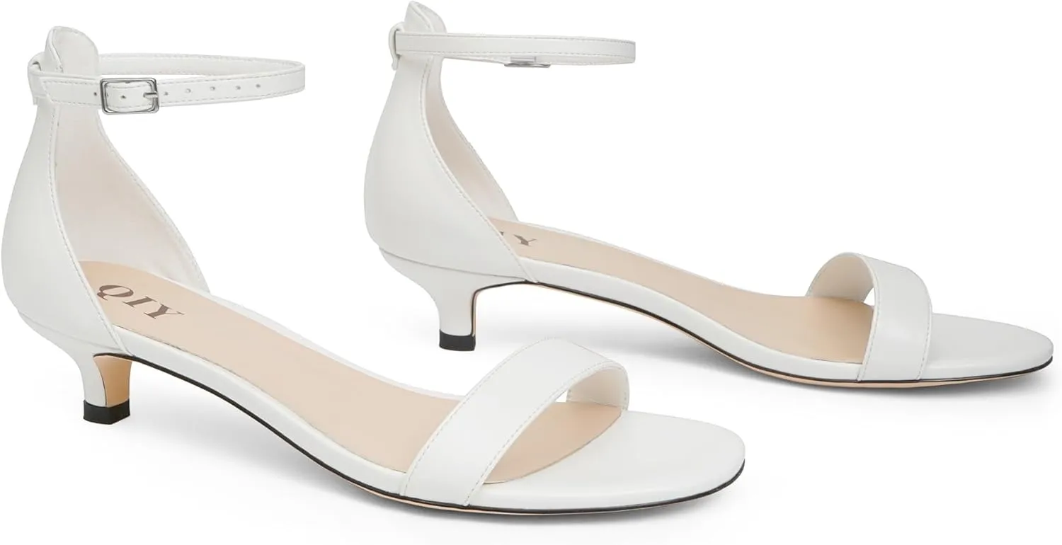 Kitten Heels for Women Heeled Sandals Round Toe Strappy Low Heels Dress Shoes