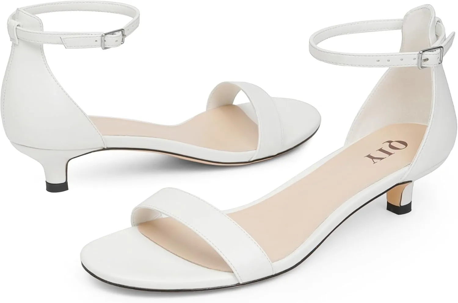 Kitten Heels for Women Heeled Sandals Round Toe Strappy Low Heels Dress Shoes