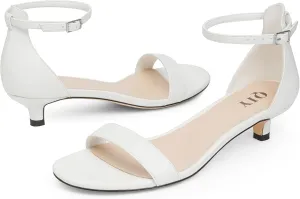 Kitten Heels for Women Heeled Sandals Round Toe Strappy Low Heels Dress Shoes