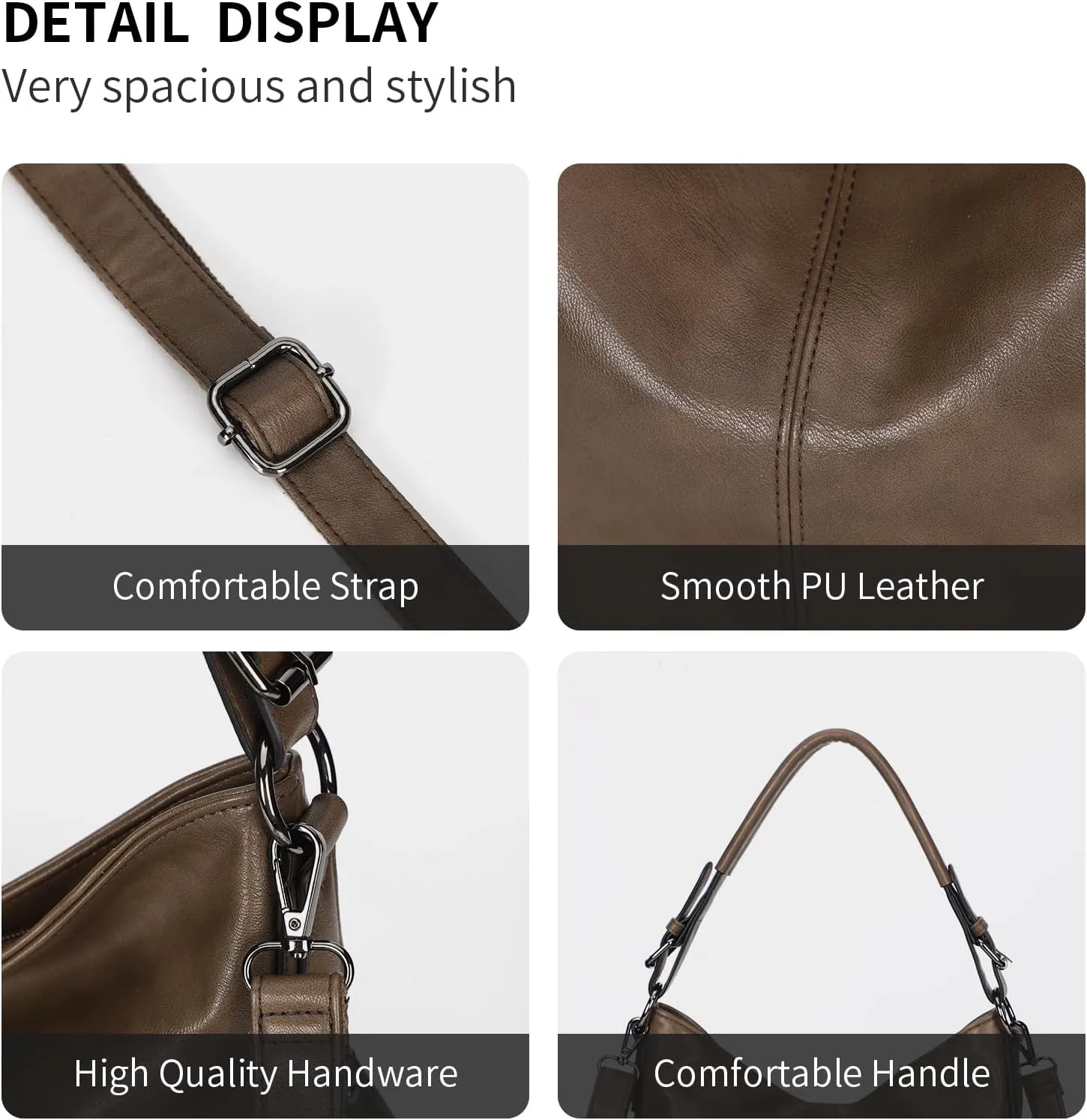 KL928 Large Purses for Women PU Leather Shoulder Handbag Crossbody Hobo Bags Ladies Tote Bags with Adjustable Shoulder Strap