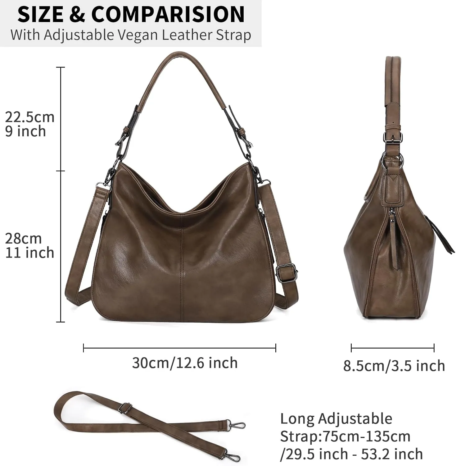 KL928 Large Purses for Women PU Leather Shoulder Handbag Crossbody Hobo Bags Ladies Tote Bags with Adjustable Shoulder Strap