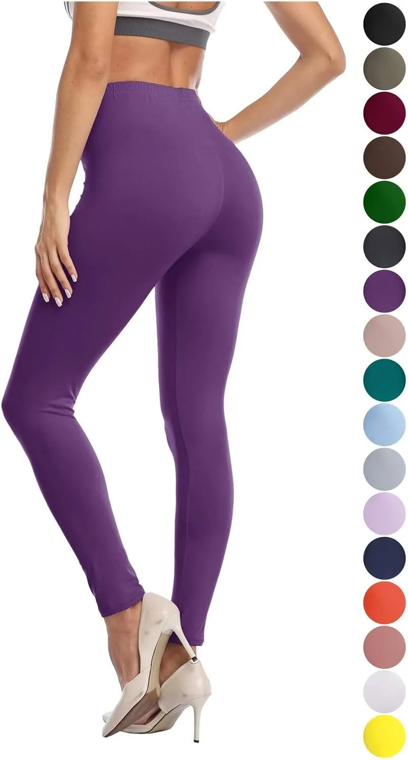 Kotii Women's Soft Full Length Leggings High Waist Ankle Length Leggings Pants Tights