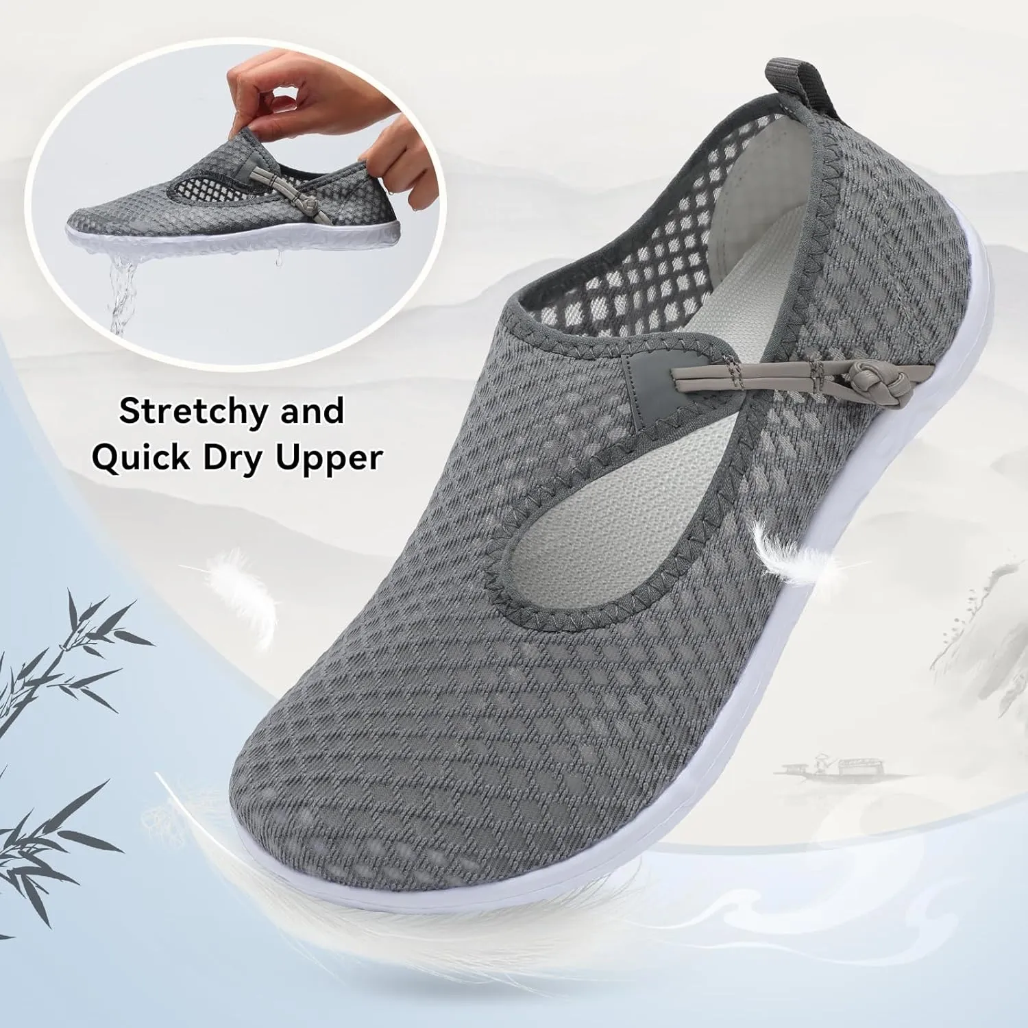L-RUN Womens Mens Water Shoes Barefoot Aqua Socks Quick-Dry Non Slip Shoes for Beach Swim Pool River Boating Surf Yoga