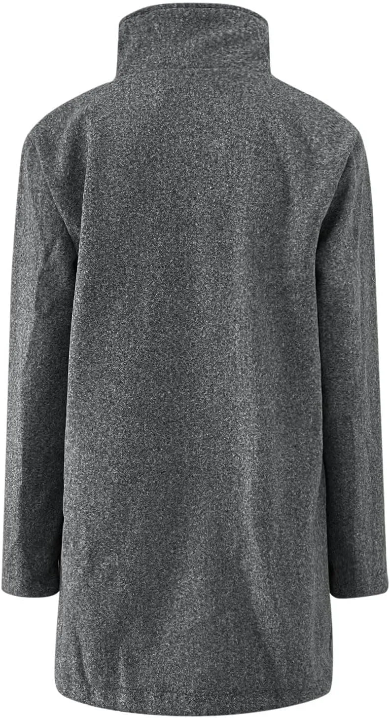 Ladies Solid Color Jacket Winter Button Up Trendy Long Sleeve Hooded 2024 Tweed Jacket Loose Comfy Outerwear With Pocket
