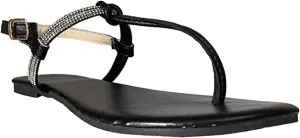 Ladmiple Sandals for Women Dressy,Women's Fashion 2023 Crystal Flip Flops Roman Casual Beach T-Strap Flat Sandal Shoes