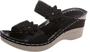 Ladmiple Sandals Women 2023 Fashion Floral Orthopedic Flip Flops with Arch Support Slippers Roman Casual Open Toe Sandal